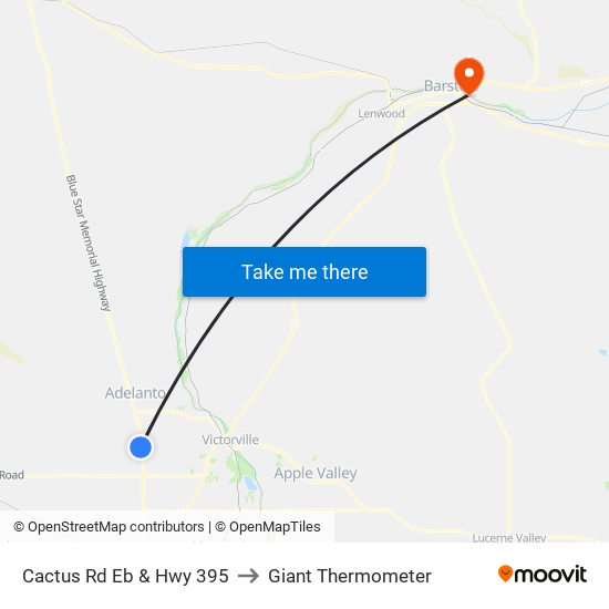 Cactus Rd Eb & Hwy 395 to Giant Thermometer map