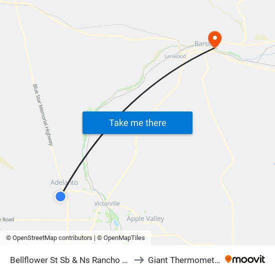 Bellflower St Sb & Ns Rancho Rd to Giant Thermometer map