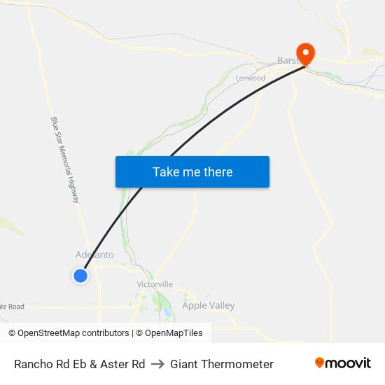 Rancho Rd Eb & Aster Rd to Giant Thermometer map