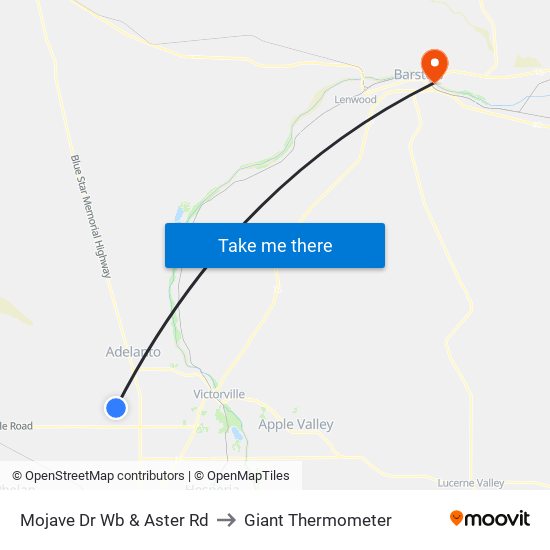 Mojave Dr Wb & Aster Rd to Giant Thermometer map