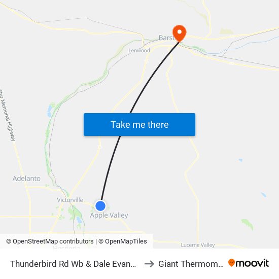 Thunderbird Rd Wb & Dale Evans Pkwy to Giant Thermometer map