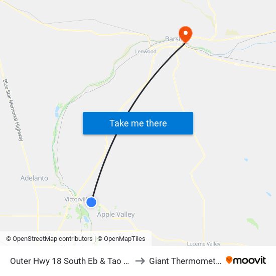 Outer Hwy 18 South Eb & Tao Rd to Giant Thermometer map