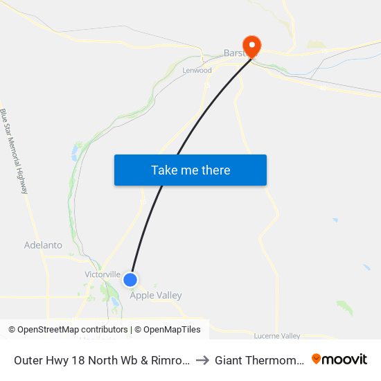 Outer Hwy 18 North Wb & Rimrock Rd to Giant Thermometer map