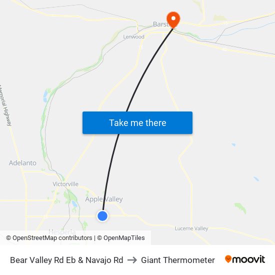 Bear Valley Rd Eb & Navajo Rd to Giant Thermometer map