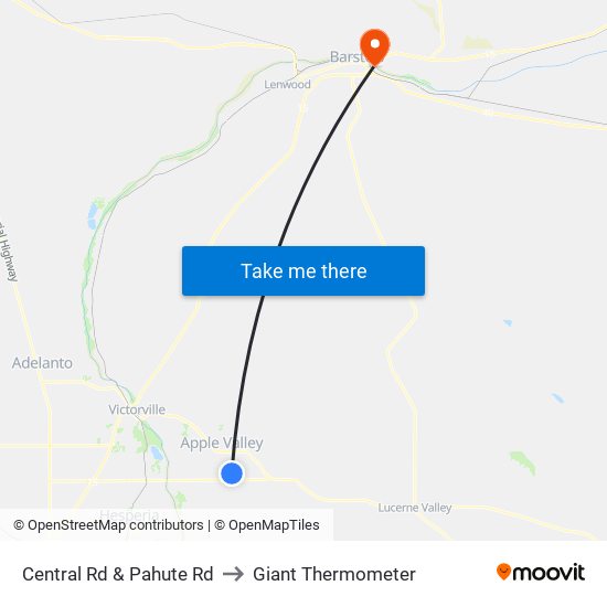 Central Rd & Pahute Rd to Giant Thermometer map