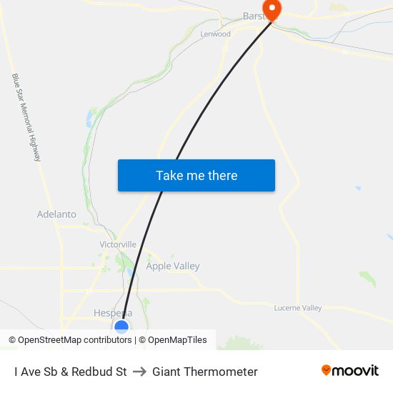 I Ave Sb & Redbud St to Giant Thermometer map