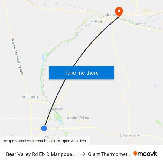 Bear Valley Rd Eb & Mariposa Rd to Giant Thermometer map