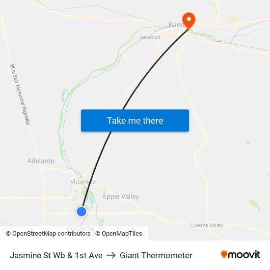 Jasmine St Wb & 1st Ave to Giant Thermometer map