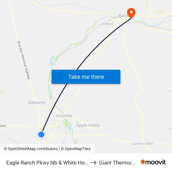 Eagle Ranch Pkwy Nb & White Horse Trail to Giant Thermometer map