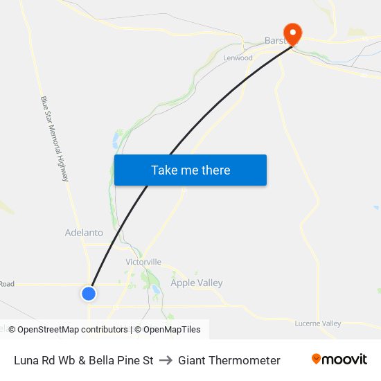 Luna Rd Wb & Bella Pine St to Giant Thermometer map