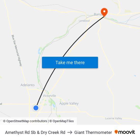 Amethyst Rd Sb & Dry Creek Rd to Giant Thermometer map