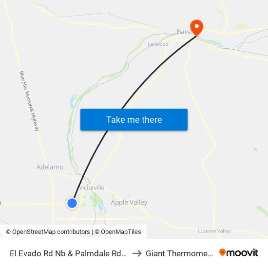 El Evado Rd Nb & Palmdale Rd FS to Giant Thermometer map