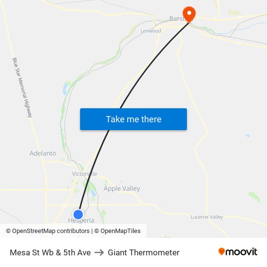 Mesa St Wb & 5th Ave to Giant Thermometer map