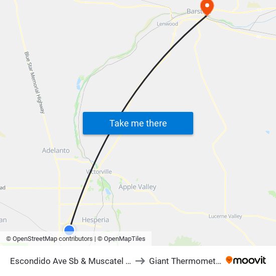 Escondido Ave Sb & Muscatel St to Giant Thermometer map