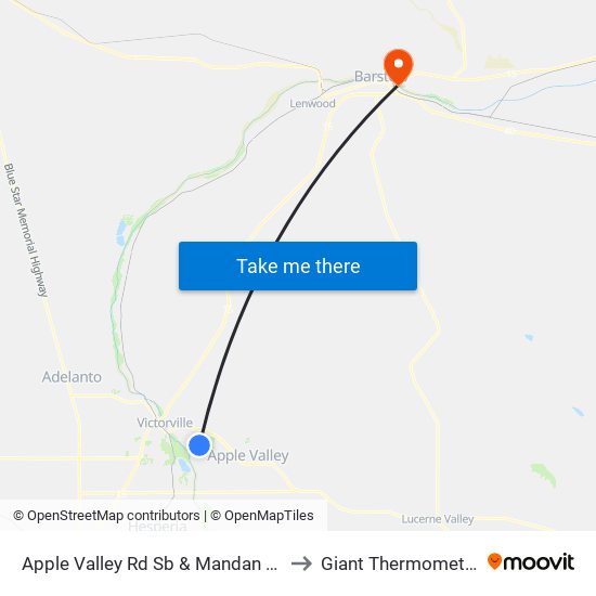 Apple Valley Rd Sb & Mandan Rd to Giant Thermometer map