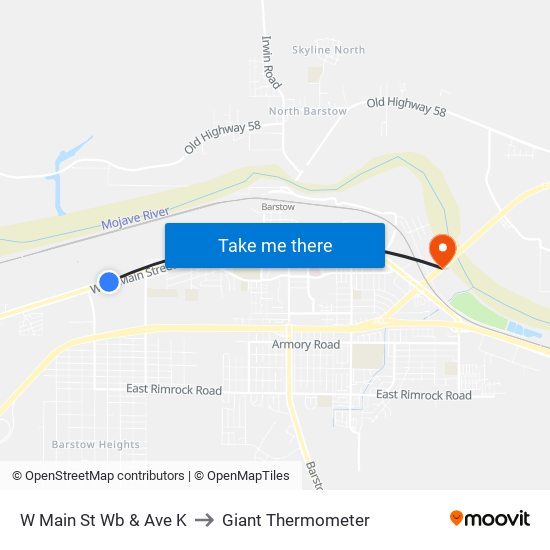 W Main St Wb & Ave K to Giant Thermometer map