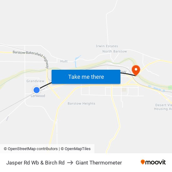 Jasper Rd Wb & Birch Rd to Giant Thermometer map