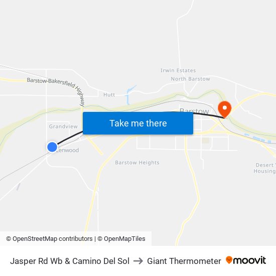 Jasper Rd Wb & Camino Del Sol to Giant Thermometer map