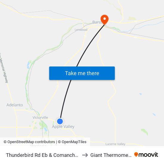 Thunderbird Rd Eb & Comanche Rd to Giant Thermometer map