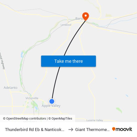 Thunderbird Rd Eb & Nanticoke Rd to Giant Thermometer map