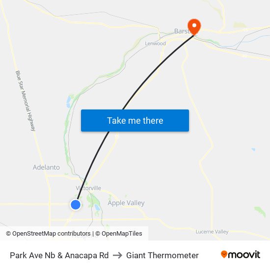 Park Ave Nb & Anacapa Rd to Giant Thermometer map