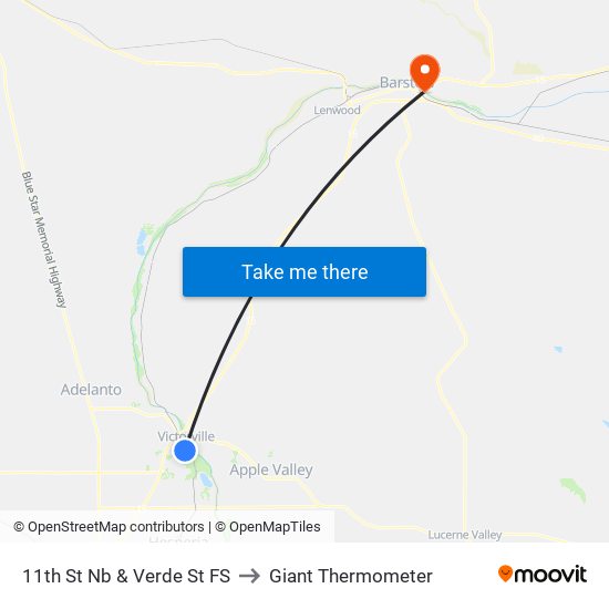 11th St Nb & Verde St FS to Giant Thermometer map