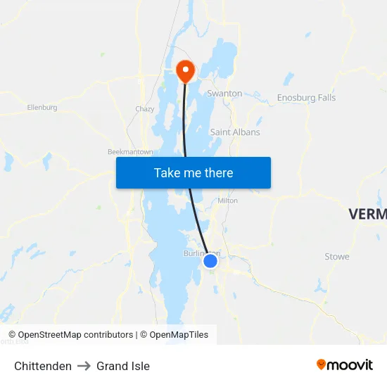 Chittenden to Grand Isle map