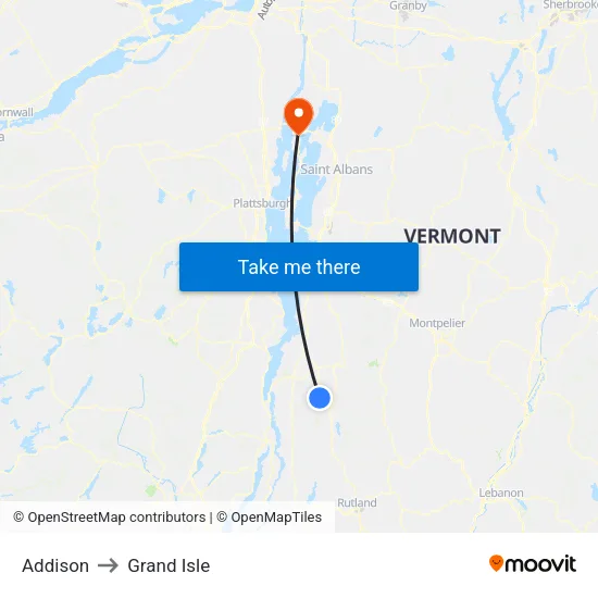 Addison to Grand Isle map