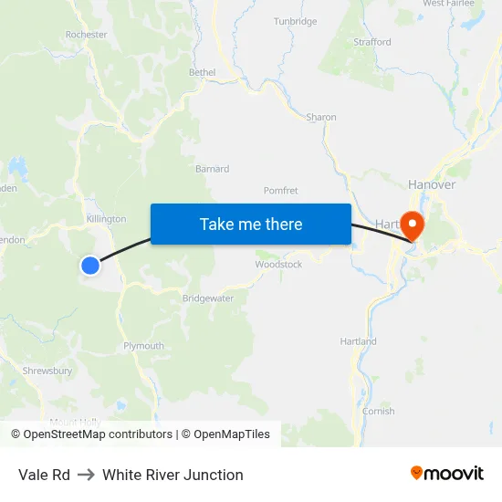 Vale Rd to White River Junction map