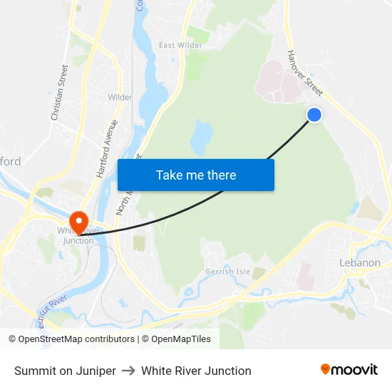 Summit on Juniper to White River Junction map