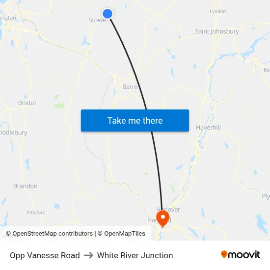 Opp Vanesse Road to White River Junction map