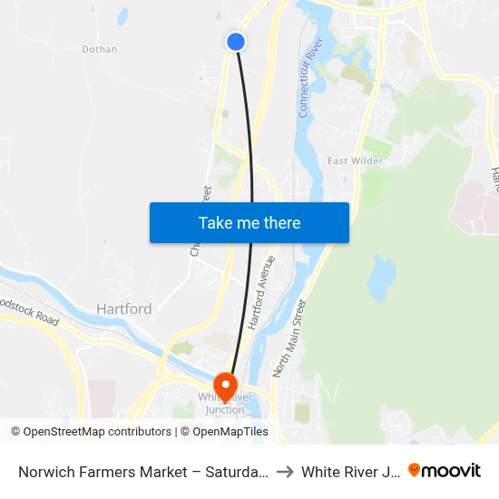 Norwich Farmers Market – Saturdays, May-Oct Only to White River Junction map