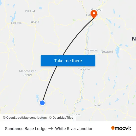 Sundance Base Lodge to White River Junction map