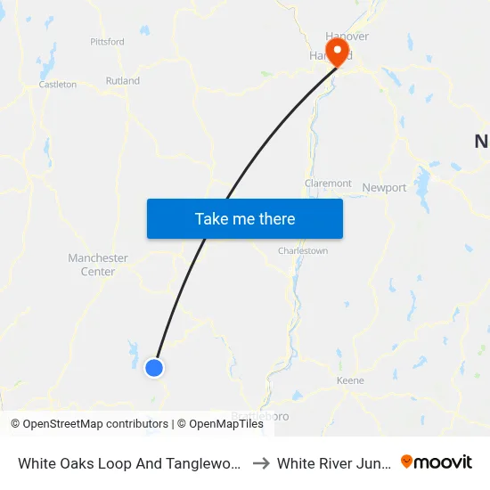 White Oaks Loop And Tanglewood Road to White River Junction map