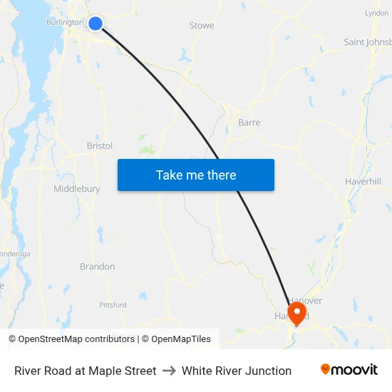 River Road at Maple Street to White River Junction map