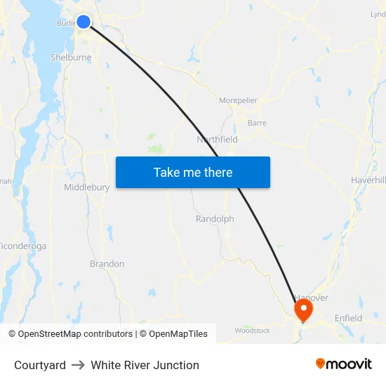 Courtyard to White River Junction map