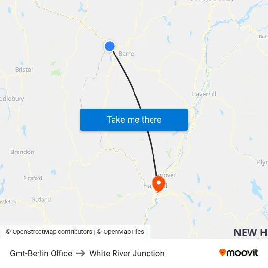 Gmt-Berlin Office to White River Junction map