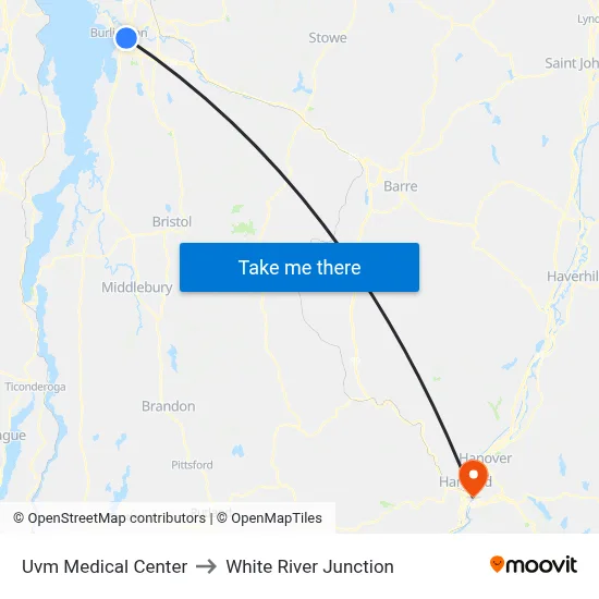 Uvm Medical Center to White River Junction map