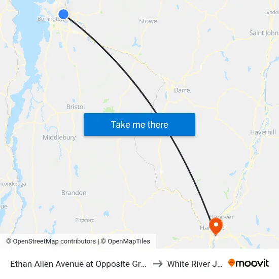 Ethan Allen Avenue at Opposite Green Mt. Nursing to White River Junction map