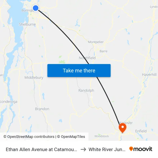 Ethan Allen Avenue at Catamount Lane to White River Junction map