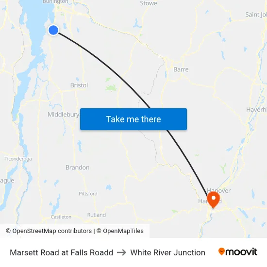 Marsett Road at Falls Roadd to White River Junction map