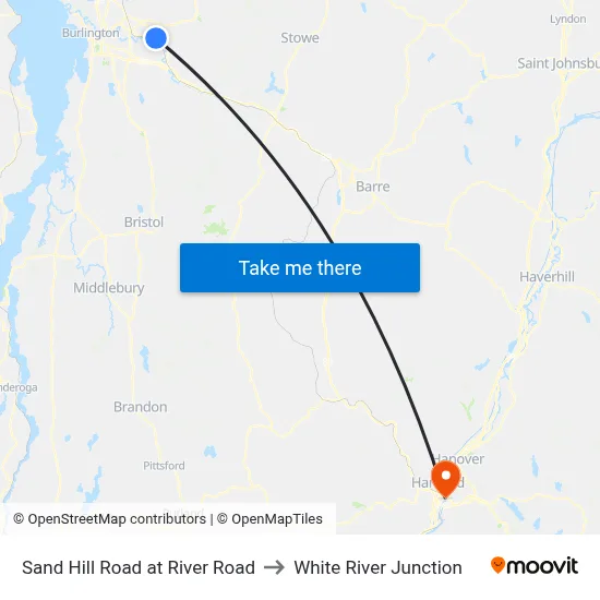 Sand Hill Road at River Road to White River Junction map
