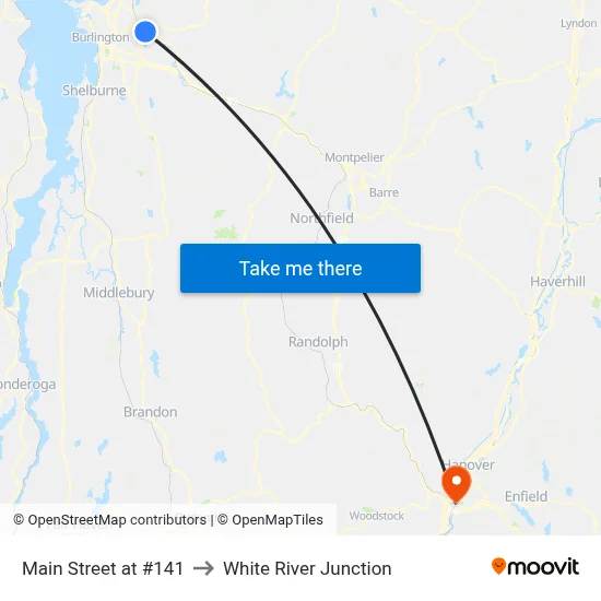 Main Street at #141 to White River Junction map