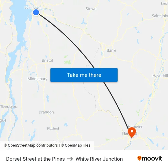 Dorset Street at the Pines to White River Junction map