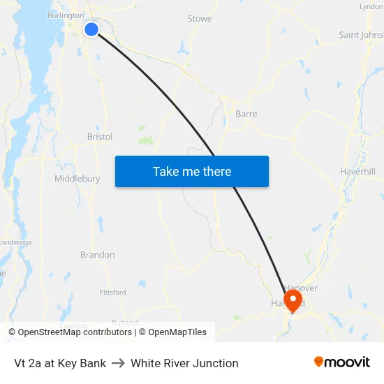 Vt 2a at Key Bank to White River Junction map