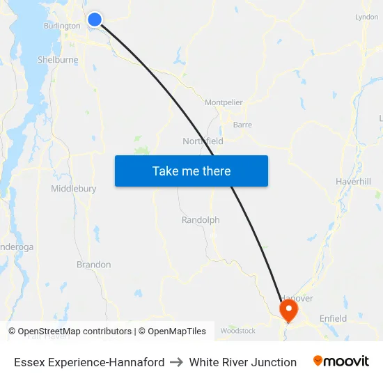 Essex Experience-Hannaford to White River Junction map