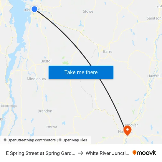 E Spring Street at Spring Garden to White River Junction map