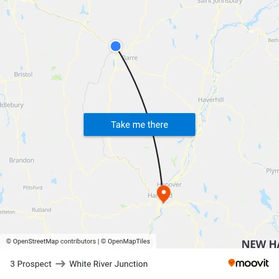3 Prospect to White River Junction map