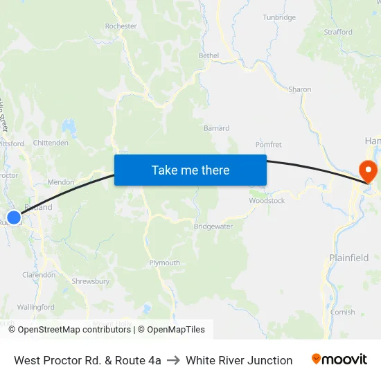 West Proctor Rd. & Route 4a to White River Junction map