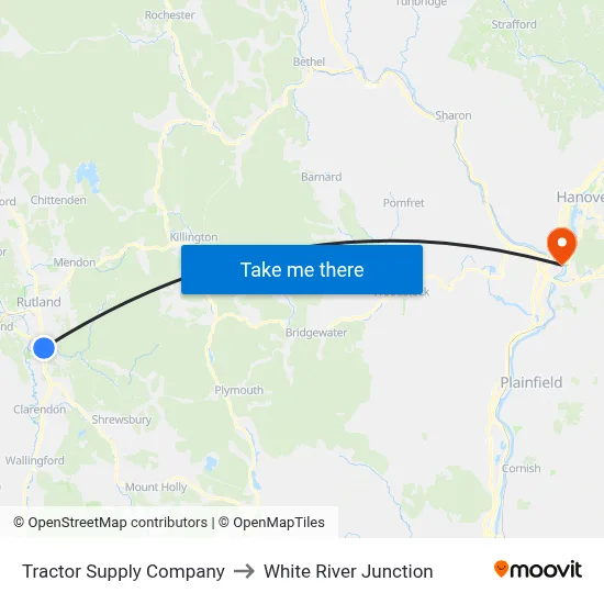Tractor Supply Company to White River Junction map